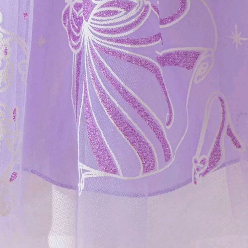 Purple Princess Dress with Tulle Overlay